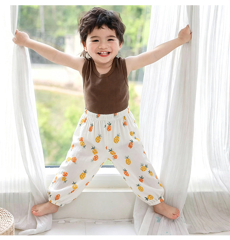 Fruit Print Cotton Pants アニマル＆フルーツ ロングパンツ【mh0013045】