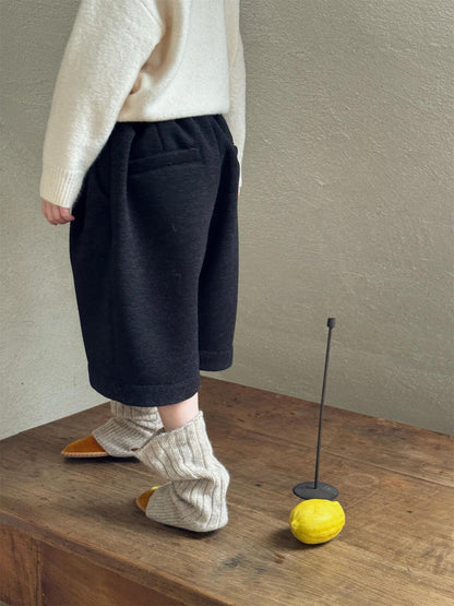 ハーフパンツ ウールタッチ 裏起毛 ストレート ゆったり あったか【mh0011735】