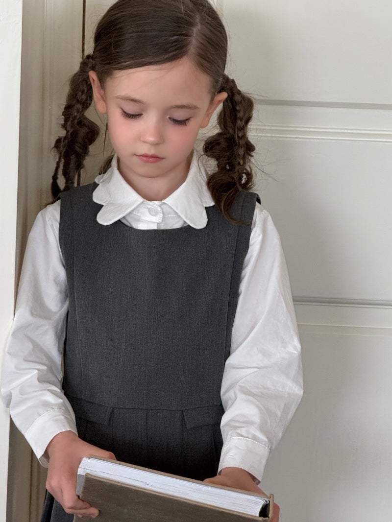 Kids Ruffled Collar Front Button Long Sleeve Shirt