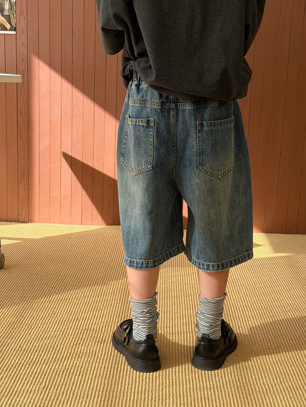 Asymmetric Waist Denim Shorts
