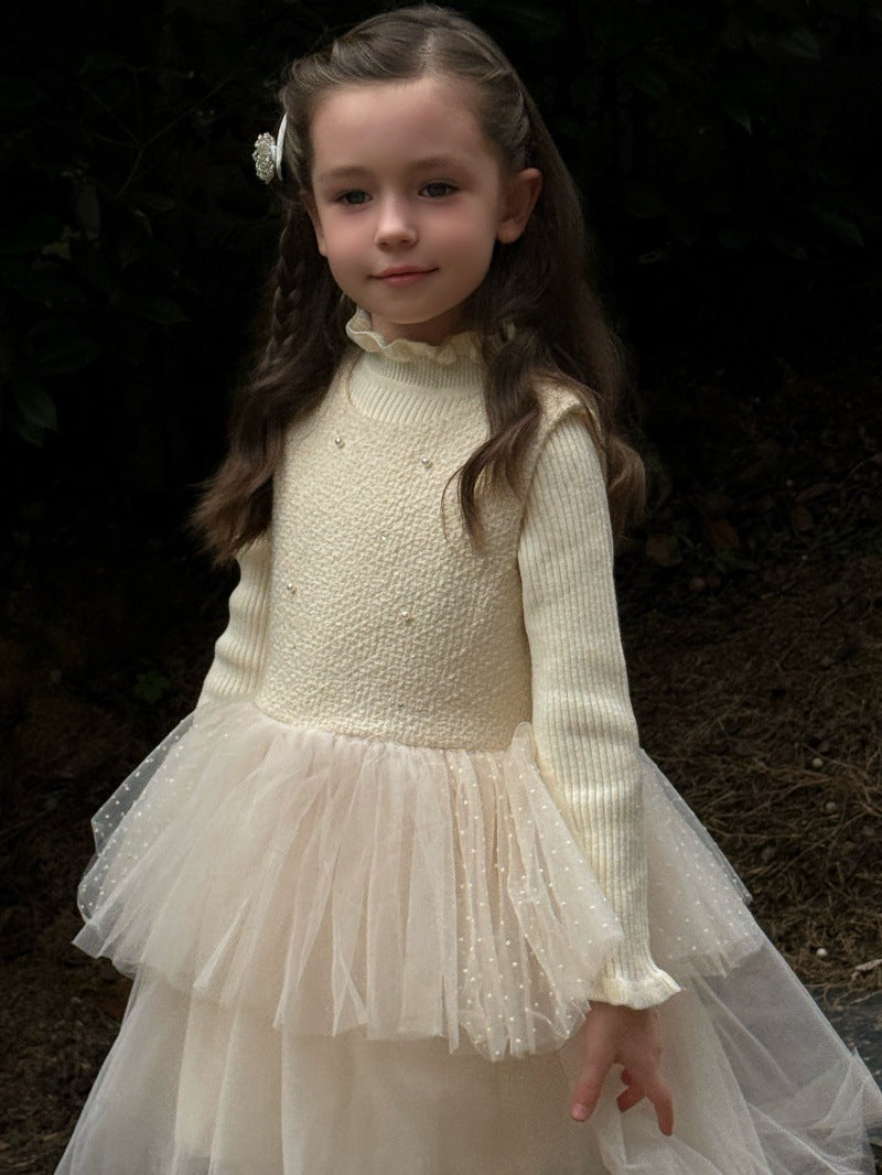 Kids' Tulle Tiered Ruffle Sleeveless Dress【mh0014578】