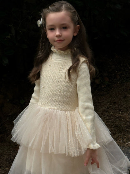 Kids' Tulle Tiered Ruffle Sleeveless Dress【mh0014578】