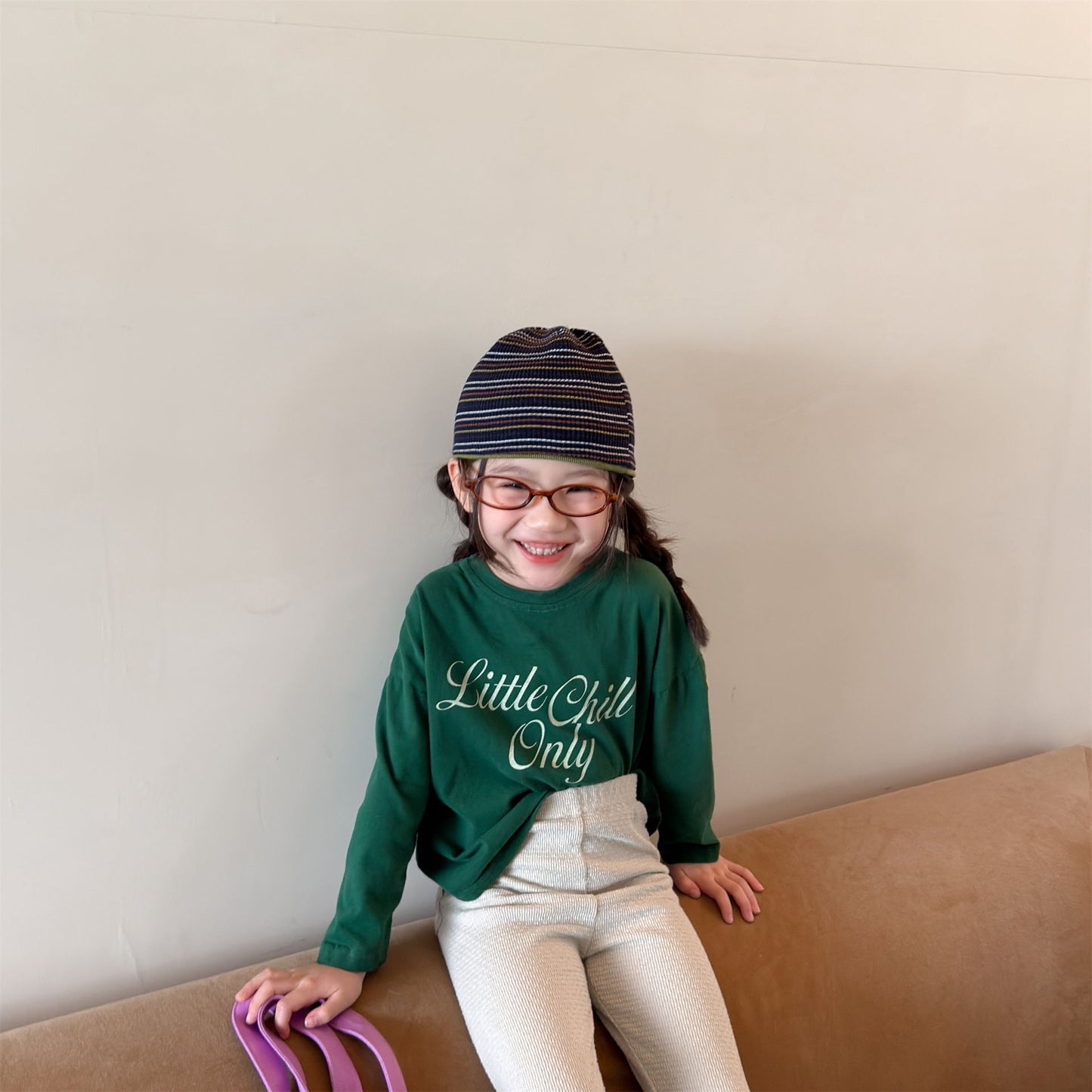 キッズ 英字プリント ルーズ 長袖Tシャツ【mh0014050】