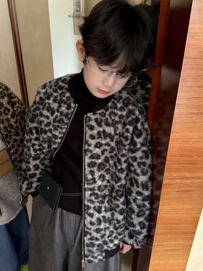 ブルゾンジャケット キッズ レオパード柄 厚手 ボア オーバーサイズ カジュアル アウター【mh0011663】