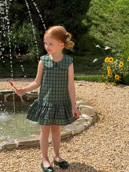 Plaid Sleeveless Doll Collar Dress チェック ノースリーブワンピース【mh0013245】