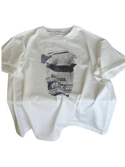 Graphic Cotton Tee ミルクプリント 半袖Tシャツ【mh0012970】