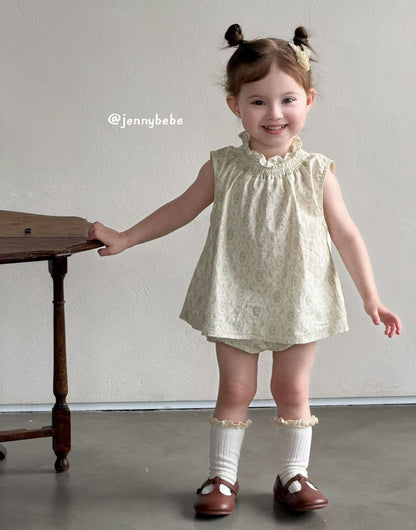 Floral Ruffle Sleeveless Shorts Set ガールズ 花柄 フリル ノースリーブ セットアップ【mh0012526】