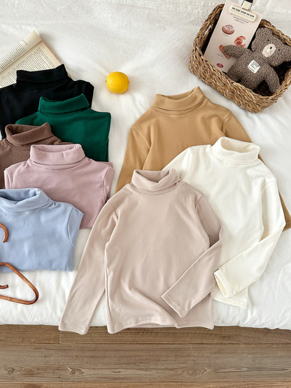 長袖Tシャツ キッズ ハイネック 無地 ベーシック くすみカラー トップス【mh0011664】