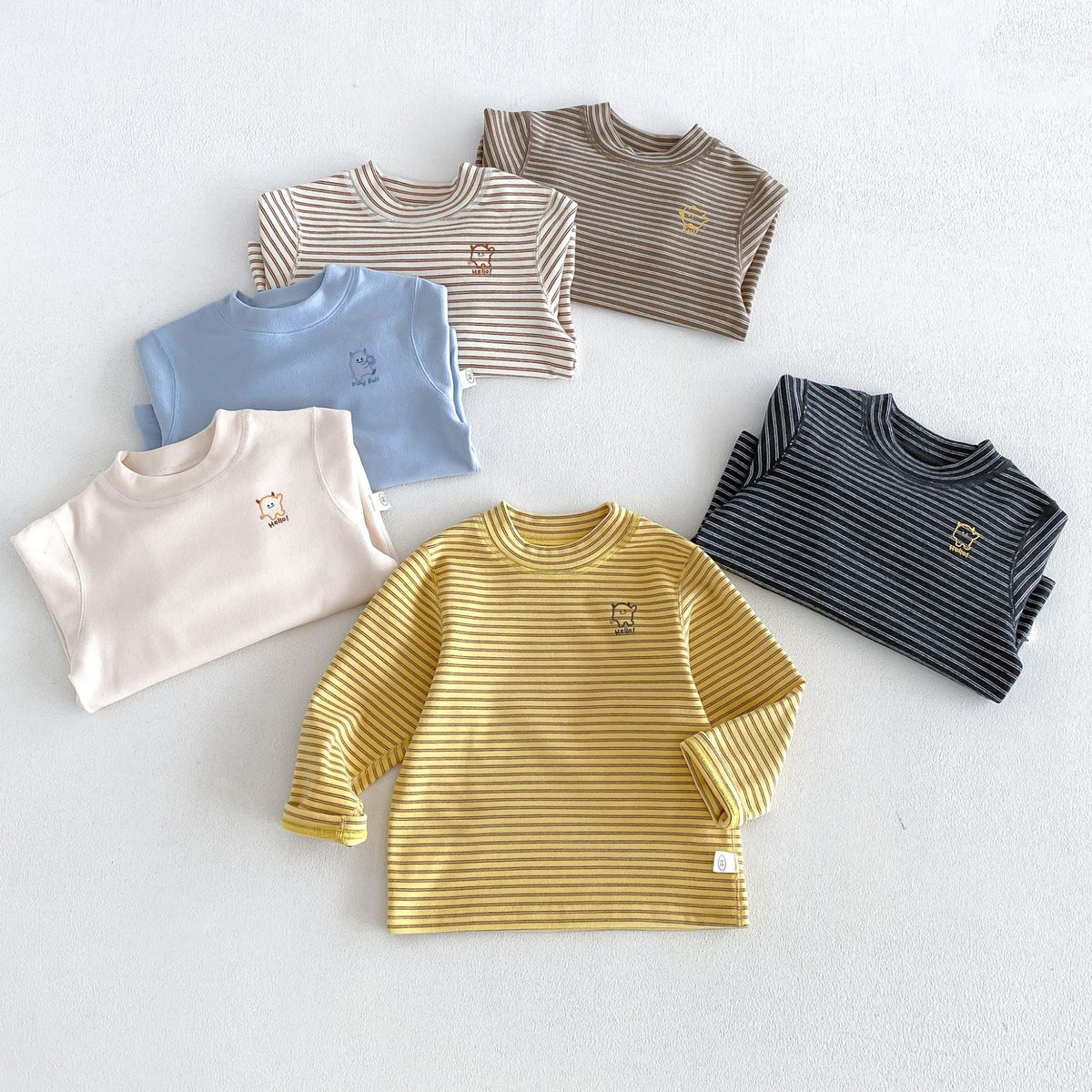 キッズ ボーダー ワンポイント刺繍 長袖Tシャツ / イージー ロングパンツ【mh0014771】