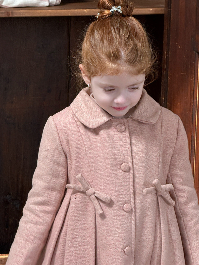 ウールコート ミディ丈 Aライン 襟付き リボンベルト ドレッシー【mh0011622】