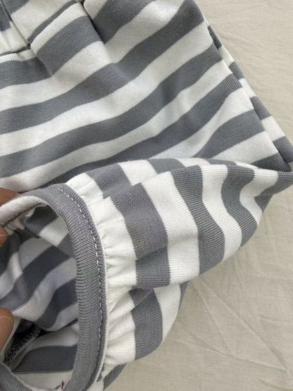 Retro Animal Stripe Tank Top Set ボーダー ノースリーブ ショートパンツ セット【mh0012910】