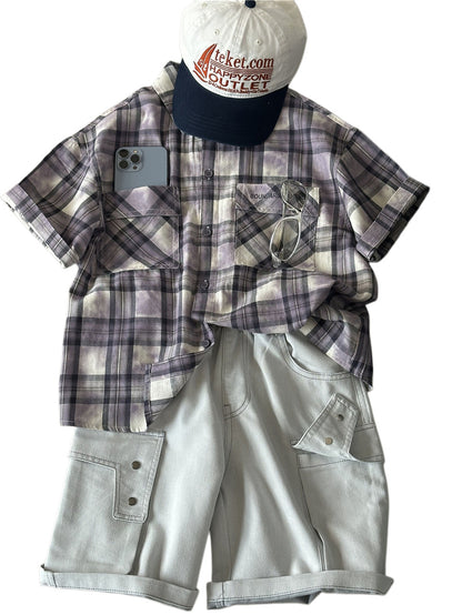 Tie-Dye Check Shirt タイダイ チェック 半袖シャツ【mh0012965】