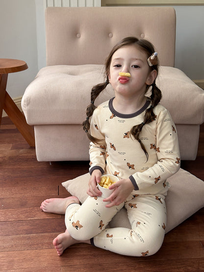 Long Sleeve Printed Pajama Set 長袖 プリント パジャマ セット【mh0012244】