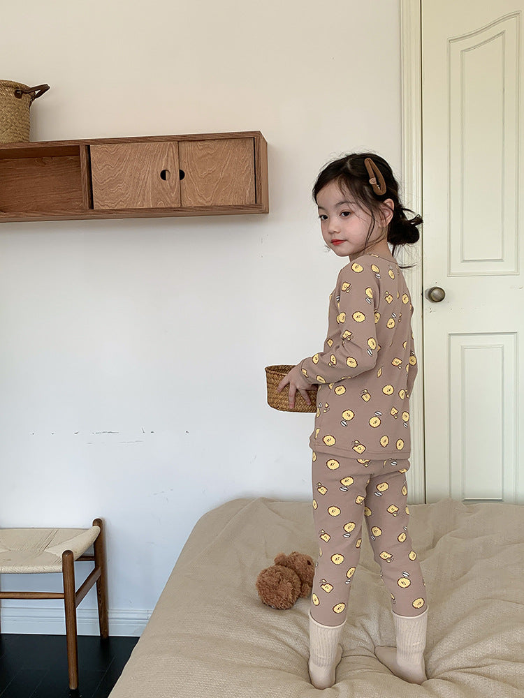 Long Sleeve Printed Pajamas 長袖 プリント パジャマ セット【mh0012243】