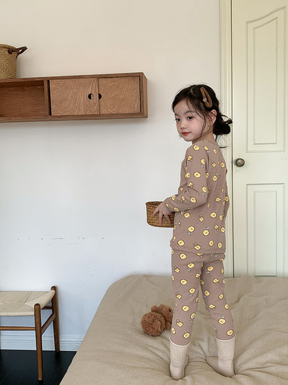 Long Sleeve Printed Pajamas 長袖 プリント パジャマ セット【mh0012243】