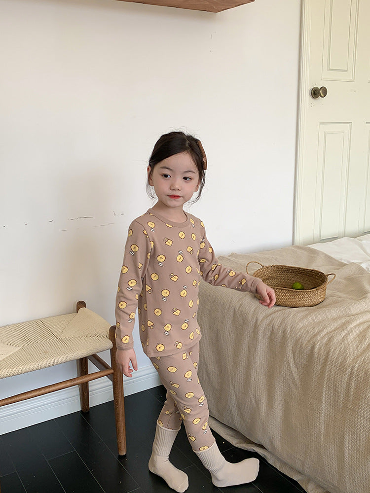 Long Sleeve Printed Pajamas 長袖 プリント パジャマ セット【mh0012243】