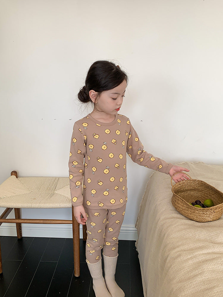 Long Sleeve Printed Pajamas 長袖 プリント パジャマ セット【mh0012243】