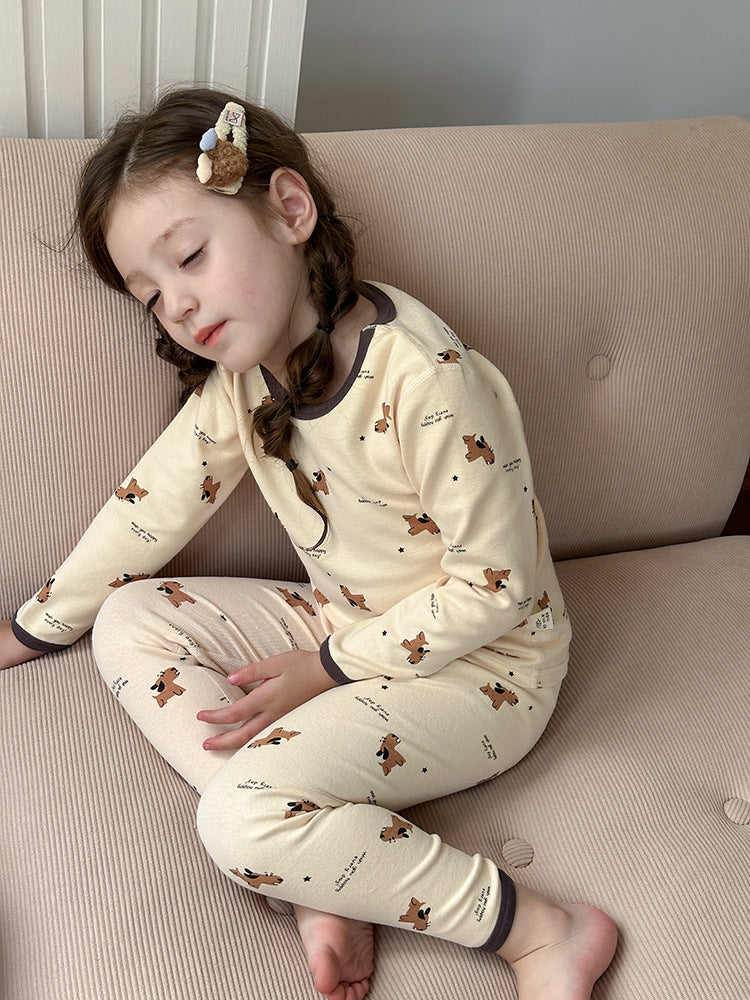 Long Sleeve Printed Pajama Set 長袖 プリント パジャマ セット【mh0012244】