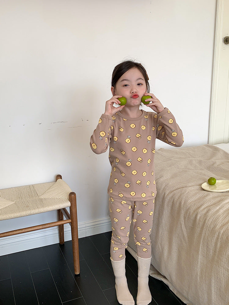 Long Sleeve Printed Pajamas 長袖 プリント パジャマ セット【mh0012243】