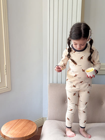 Long Sleeve Printed Pajama Set 長袖 プリント パジャマ セット【mh0012244】