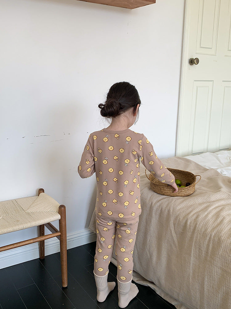 Long Sleeve Printed Pajamas 長袖 プリント パジャマ セット【mh0012243】