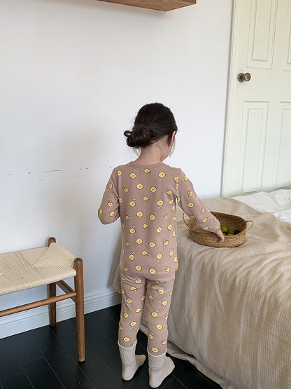 Long Sleeve Printed Pajamas 長袖 プリント パジャマ セット【mh0012243】