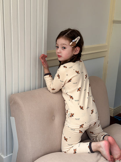 Long Sleeve Printed Pajama Set 長袖 プリント パジャマ セット【mh0012244】