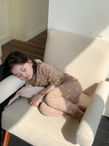 Long Sleeve Printed Pajamas 長袖 プリント パジャマ セット【mh0012243】