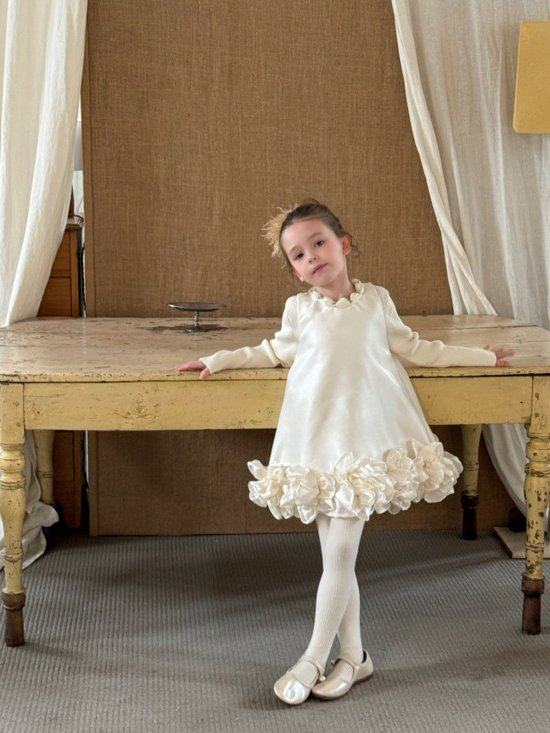 Kids' 3D Floral Ruffled Hem Sleeveless Dress [mh0014083]