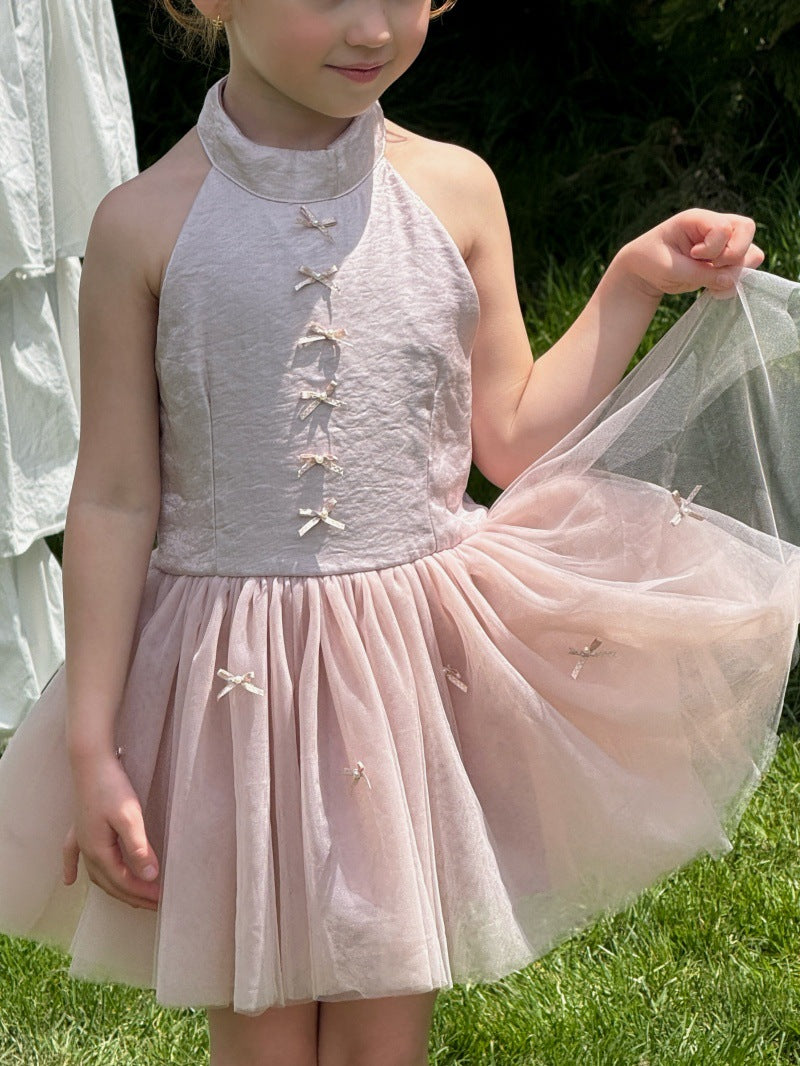 Bow Tulle Halter-Neck Elegant Princess Dress チュール ホルターネックワンピース【mh0013239】
