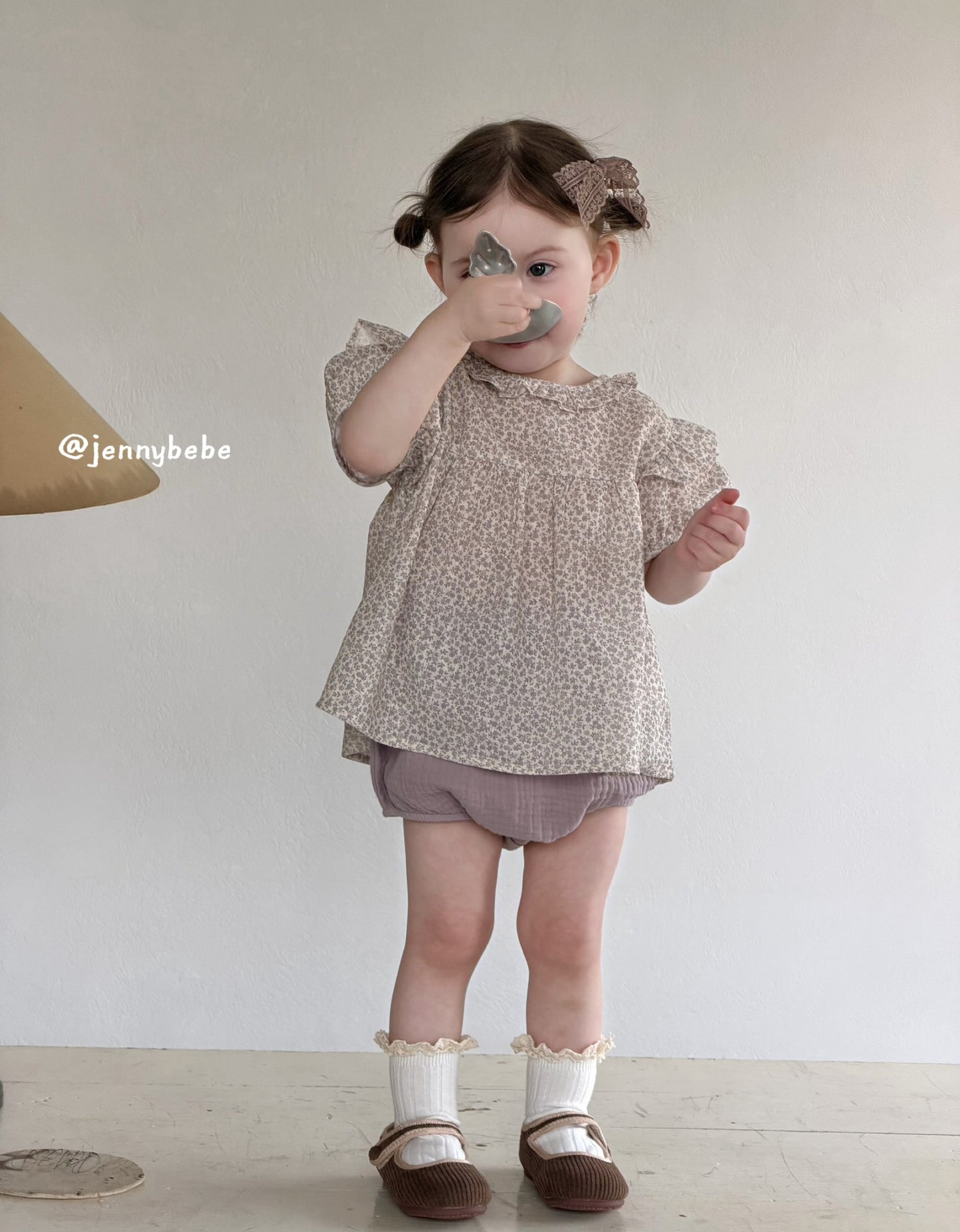 Puff Sleeve Floral Top & Bloomer Set [mh0012530]