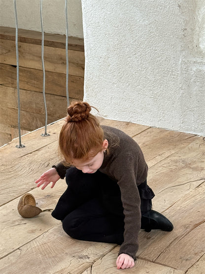 ニットトップス ハイネック ステッチ リブ シンプル モード 長袖【mh0011620】