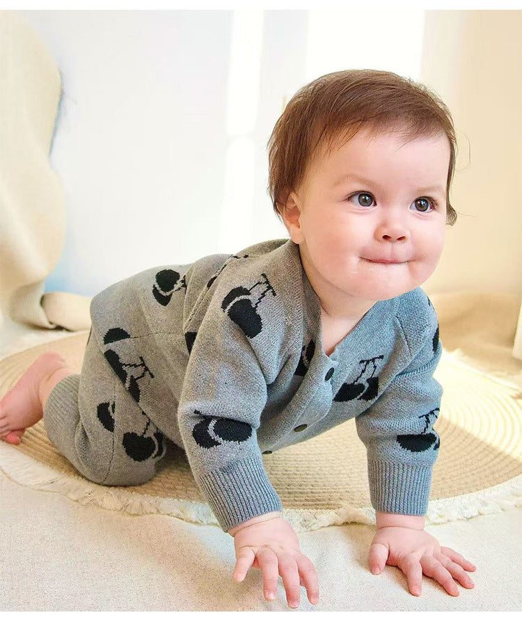 ニットロンパース/カーディガン さくらんぼ柄【mh0011719】