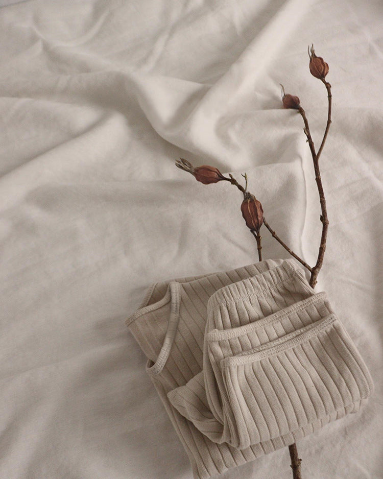 Wide Ribbed Long Sleeve Lounge Set リブ編み 長袖 セットアップ【mh0012674】