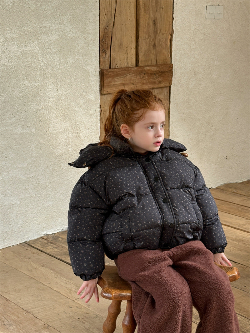 パフジャケット 中綿 小花柄 フーディ カジュアル アウター【mh0011616】