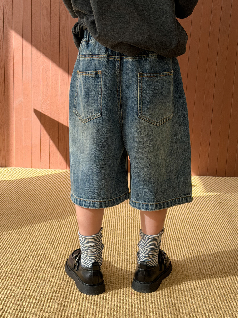 Asymmetric Waist Denim Shorts