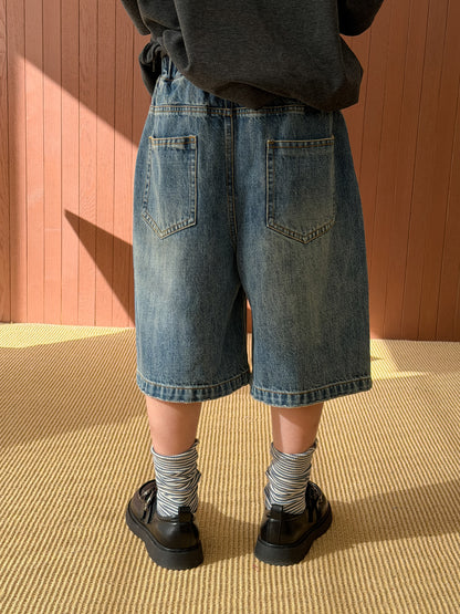 Asymmetric Waist Denim Shorts