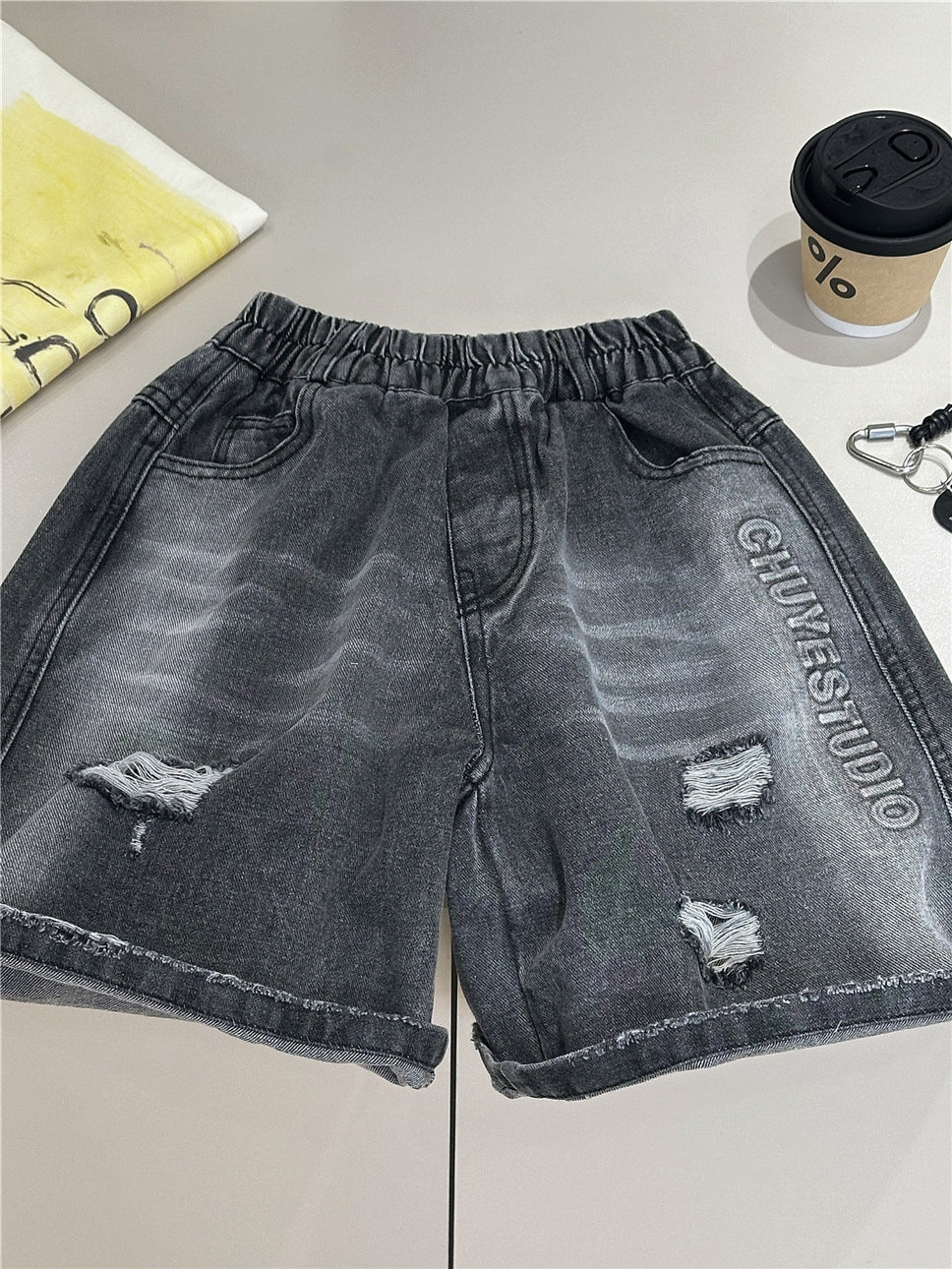Letter Denim Shorts ロゴ デニムハーフパンツ【mh0012961】