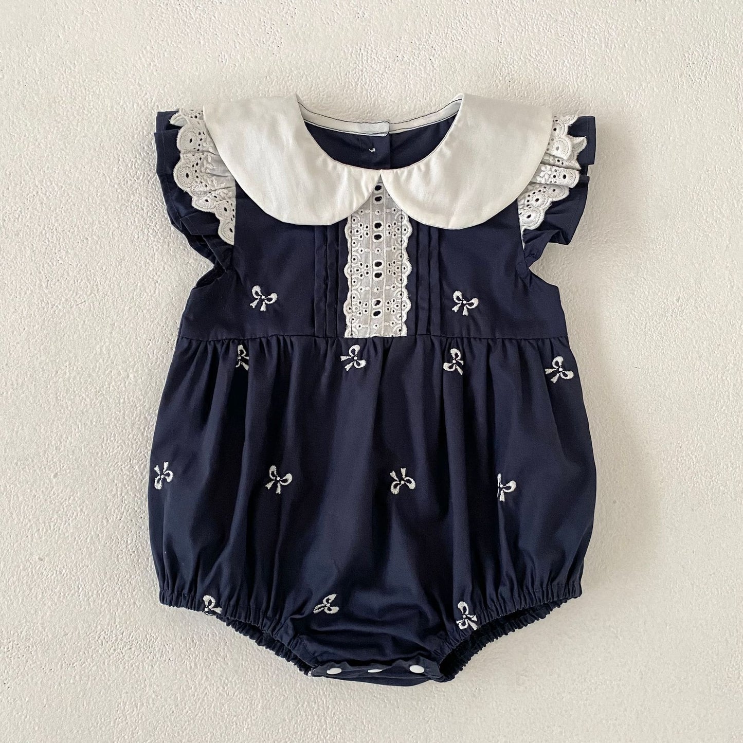 Bow Embroidery Ruffle Romper Dress ラッフル ロンパース ワンピース【mh0013161】