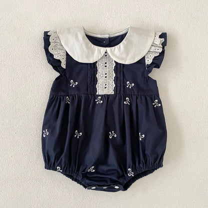 Bow Embroidery Ruffle Romper Dress ラッフル ロンパース ワンピース【mh0013161】