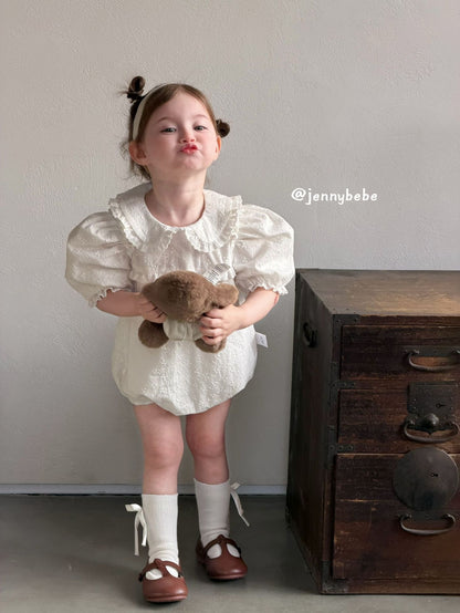Eyelet Cotton Puff Sleeve Romper