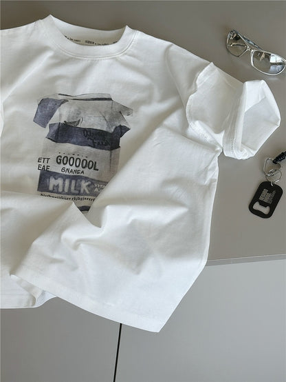 Graphic Cotton Tee ミルクプリント 半袖Tシャツ【mh0012970】