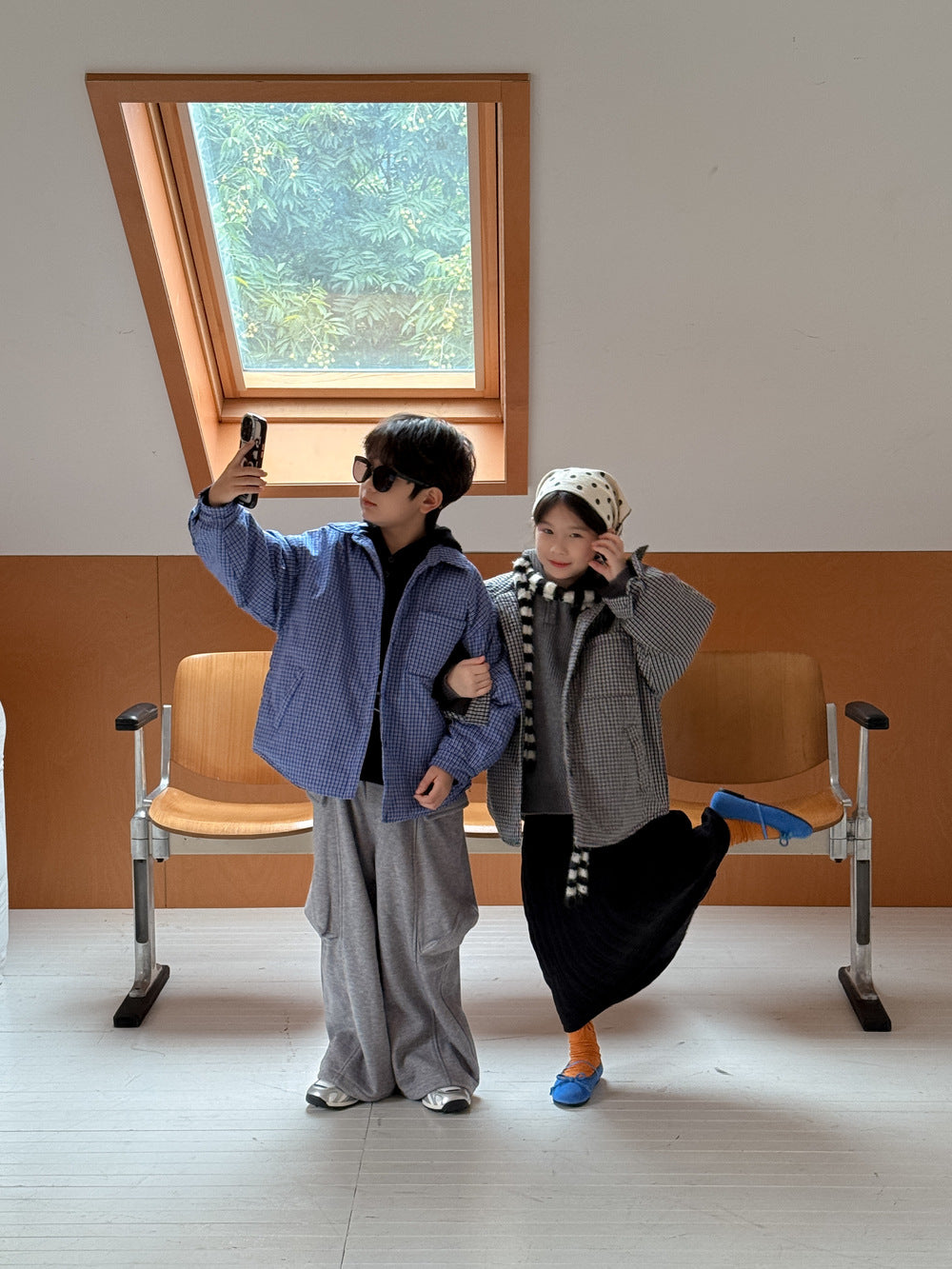 シャツジャケット キッズ チェック柄 中綿 厚手 ルーズフィット カジュアル アウター【mh0011673】