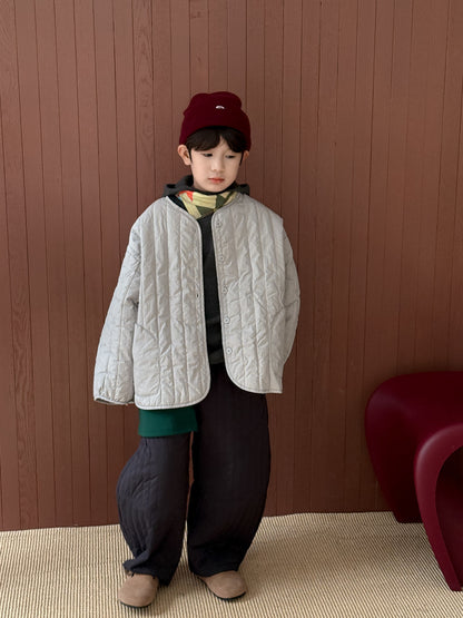 キルティングジャケット キッズ 中綿 厚手 ノーカラー ショート丈 カジュアル アウター【mh0011679】