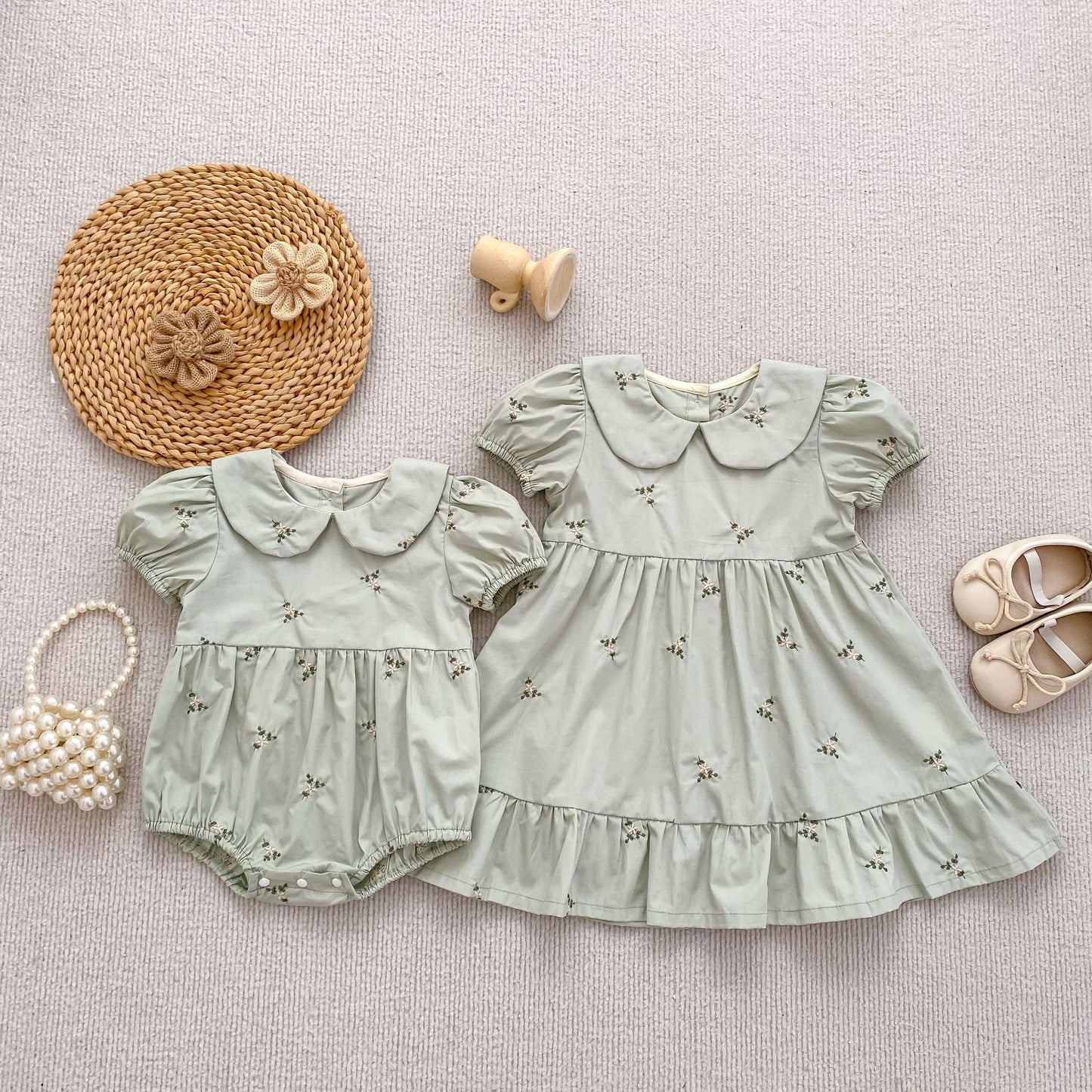 Floral Ruffle Sleeveless Romper フリル ノースリーブ ロンパース【mh0013165】