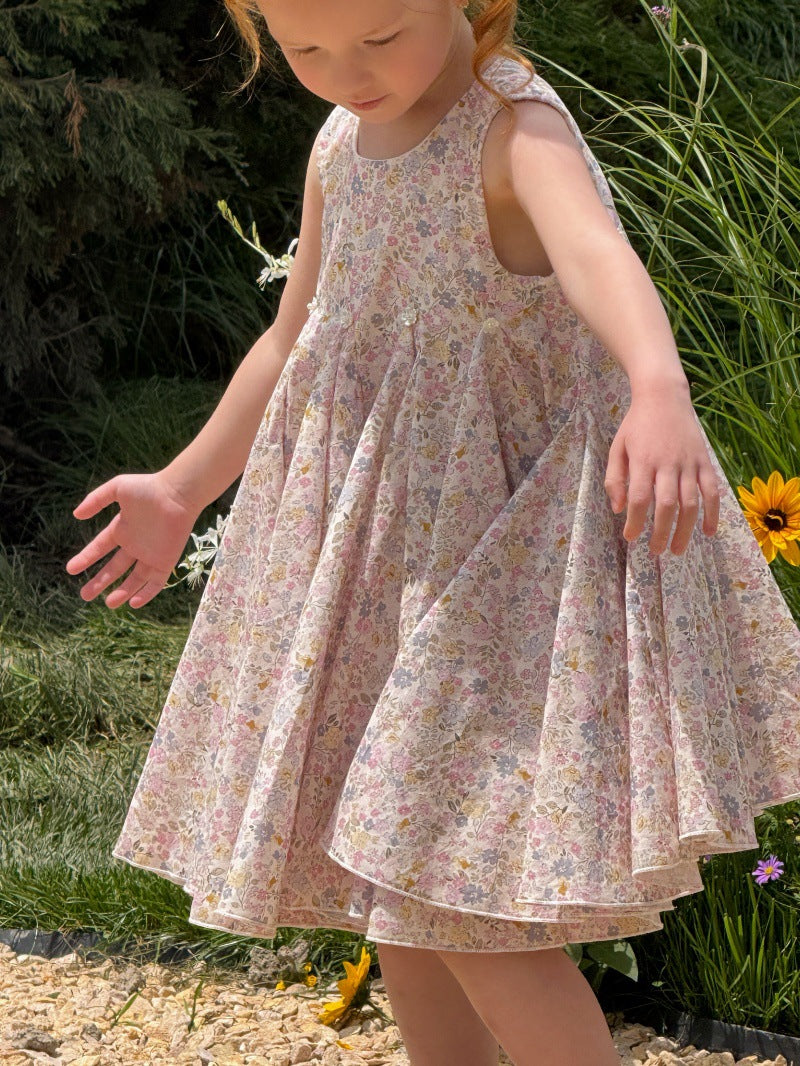 Vintage Floral Sleeveless Dress フローラル ノースリーブワンピース【mh0013241】