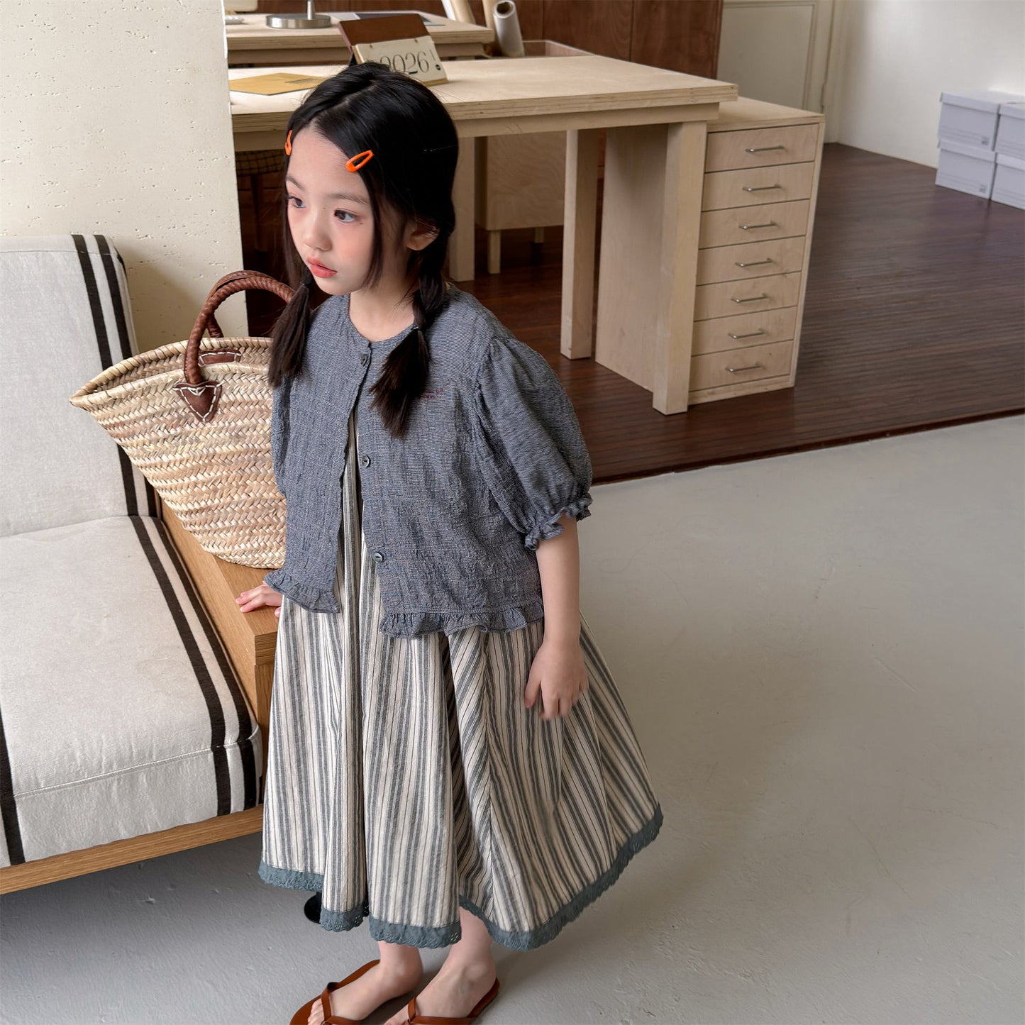 Linen Puff Sleeve Blouse ラッフル 半袖ブラウス【mh0013230】
