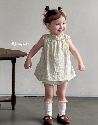 Floral Ruffle Sleeveless Shorts Set ガールズ 花柄 フリル ノースリーブ セットアップ【mh0012526】