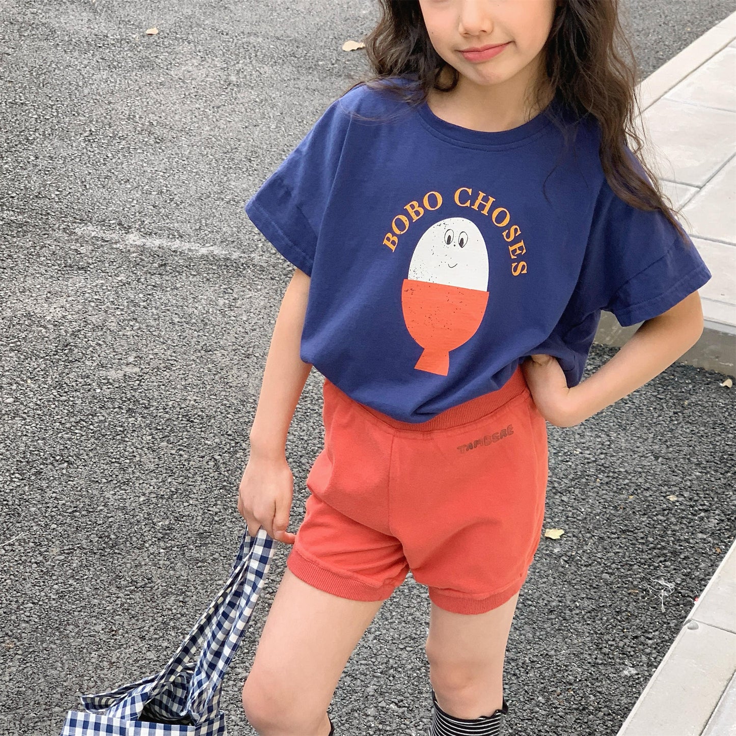 Boiled Egg Bear Graphic T-Shirt コットン クルーネック Tシャツ【mh0012652】