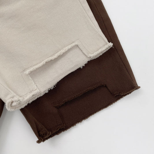 Raw Edge Cotton Loose Shorts カットオフ コットン ハーフパンツ【mh0012835】